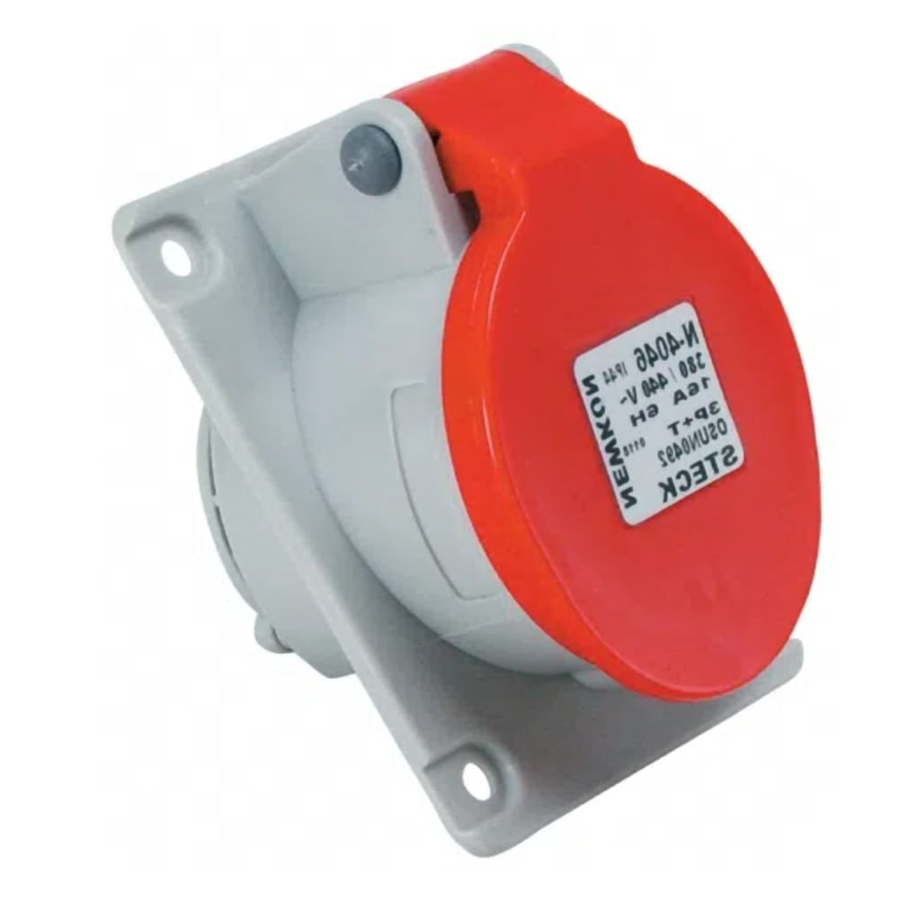 Tomada Embutir Fêmea 3 Polos + Terra 32A 440V Vermelho IP44 N4246