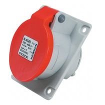 Tomada Industrial Não Metálica Embutir Fêmea 3 Polos + Neutro + Terra 32a 380-440v Vermelha N5246 Steck