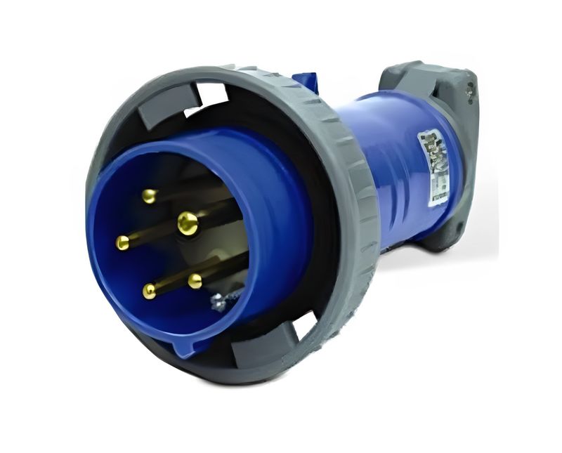 Plugue Industrial Macho 2P+T 16A 200-250V Azul | Dimensional lado esquerdo