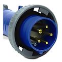 Plugue Industrial Macho 2P+T 16A 200-250V Azul | Dimensional lado direito