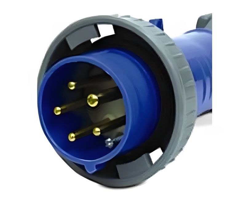 Plugue Industrial Macho 2P+T 16A 200-250V Azul | Dimensional ampliado