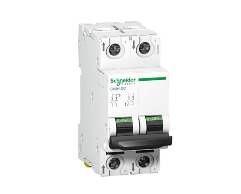 Disjuntor Mini Bipolar 2a 230/400VCA C 6KA ACTI9 IC60N A9F74202 Schneider | Imagem ilustrativa - Posição frontal