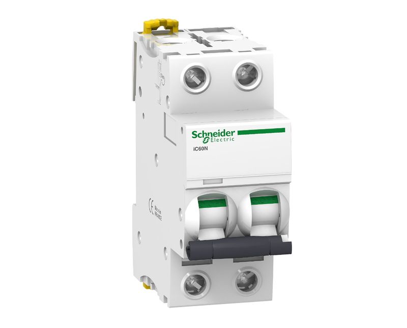 Disjuntor Mini Bipolar 4a 230/400VCA C 6KA  Schneider | Dimensional - Imagem frontal do produto.