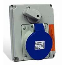 Tomada Embutir Fêmea 3 Polos + Terra 16A 240V Azul Com Bloqueio Mecanico IP44 S3046T Steck