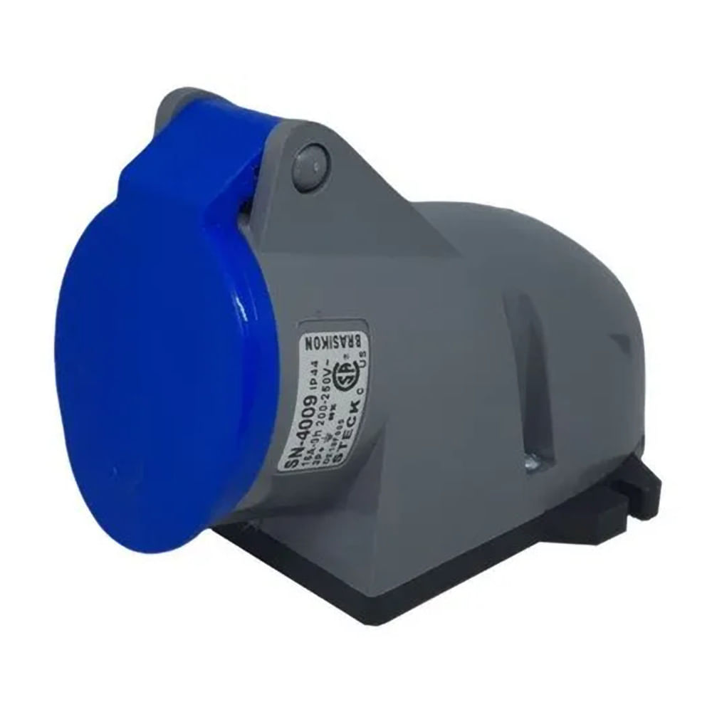 Tomada Sobrepor 3 Polos + Terra 16A 240V Azul SN4009 | Dimensional