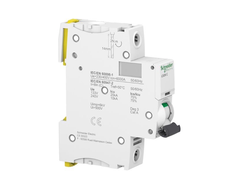 Disjuntor Mini Monopolar 32A 230/400VCA C 6KA A9F74132 Schneider - Dimensional | Visão lateral do produto (direita)