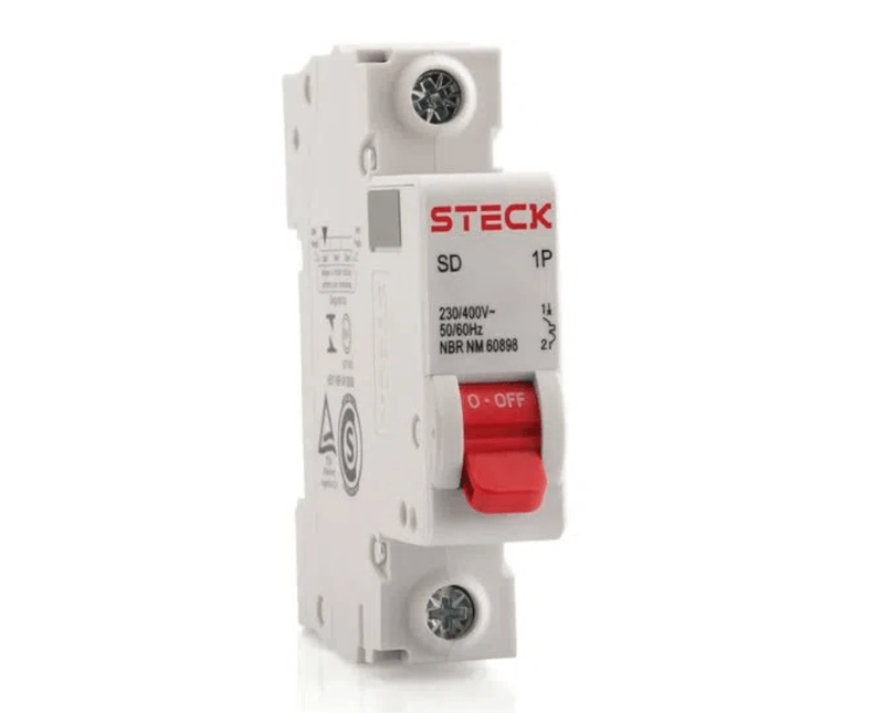 Disjuntor Mini Monopolar 6A Curva C 6KA SDZD61C06 Steck