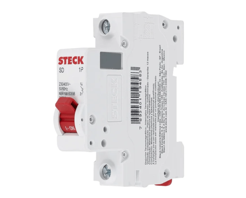 Disjuntor Mini Monopolar 6A Curva C 6KA SDZD61C06 Steck