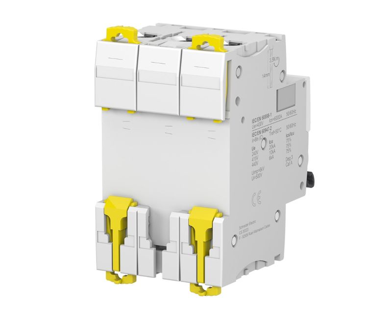 Disjuntor Mini Tripolar 40A 230 400VCA C 10KA A9F84340BR Schneider | Dimensional - Produto na posição traseira
