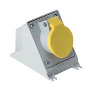 Tomada Sobrepor Fêmea 2 Polos + Terra 16A 130V Amarelo 4H Com Tampa N3004 Steck