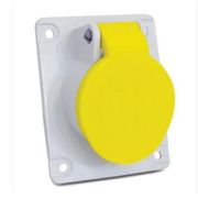 Tomada Industrial Não Metálica Embutir Fêmea 2 Polos + Terra 20A 250V Amareloarela Com Tampa Quasar S8641AM Steck