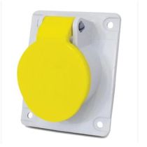 Tomada Industrial Não Metálica Embutir Fêmea 2 Polos + Terra 20A 250V Amareloarela Com Tampa Quasar S8641AM Steck