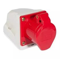 Tomada Industrial Não Metálica Sobrepor Fêmea 3 Polos + Neutro + Terra 63A 380440V Vermelha A5506 Steck