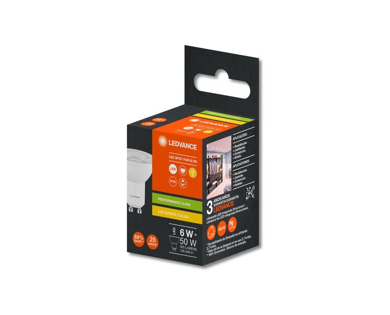 Lâmpada Led Par16 Ho 36A 6W 3000K 525Lm Bivolt G4 7019646 Ledvance
