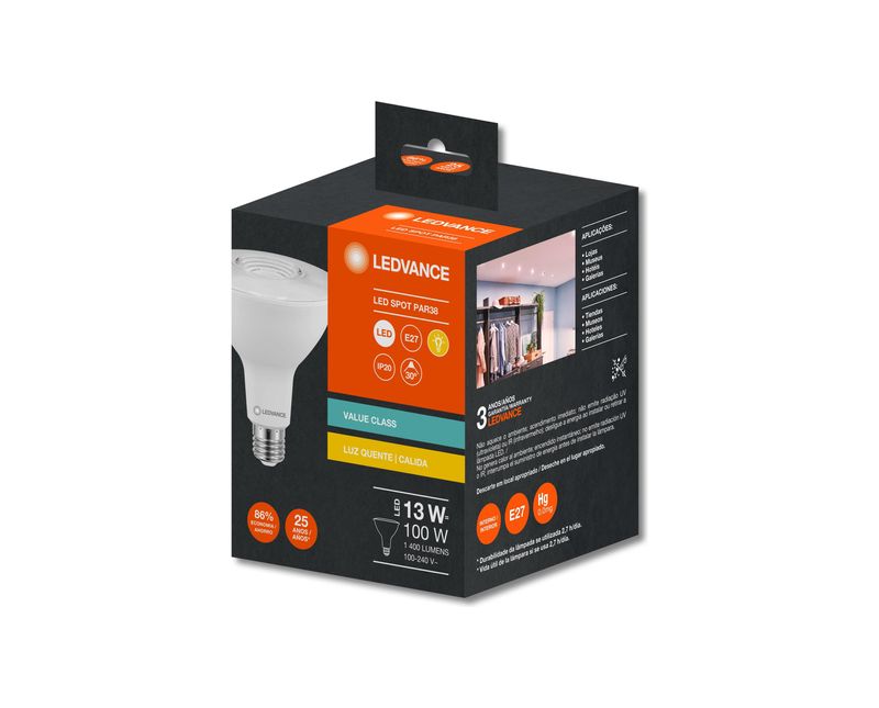 Lampada-LED-Par38-13W-2700K-1400Lm-Bov-G4-7019670-Ledvance | Dimensional - Embalagem do produto