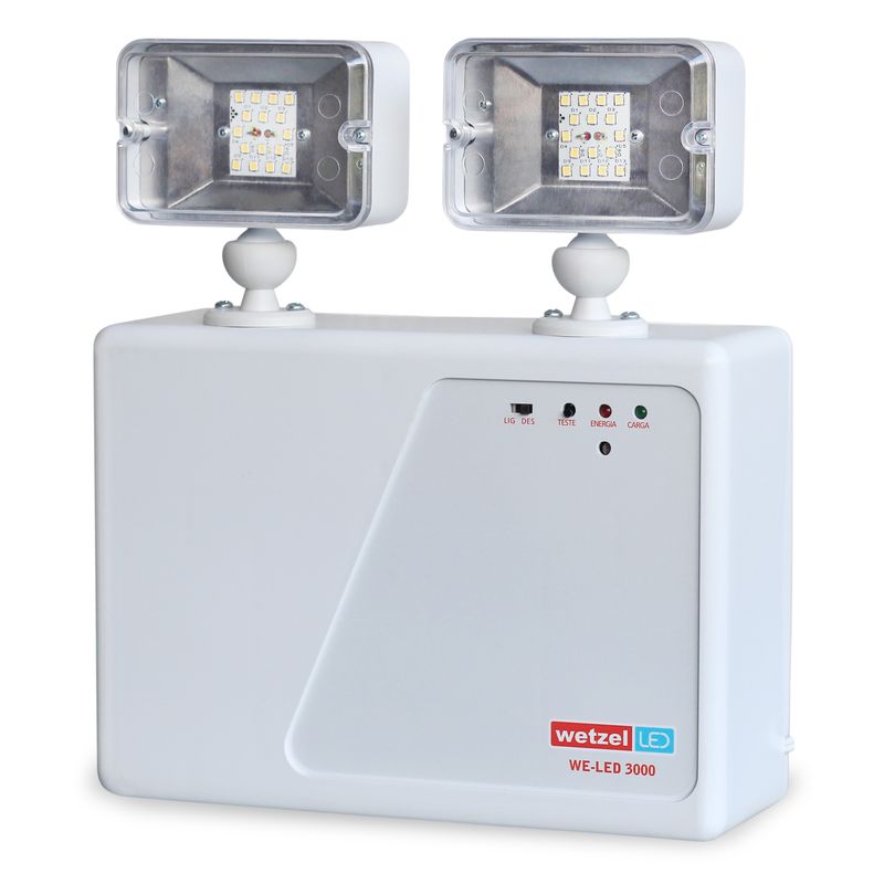 Luminária Emergência Branca 10W Bivolt 12V 2H Ip20 WELED3000 Luminária Emergência Branca 10W Bivolt 12V 2H Ip20 WELED3000
