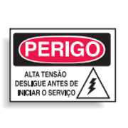 Placa Sinal Al Vn Perigo Alta Tensao Desligue Antes De Iniciar O Servico 250X180Mm C0129C Brady