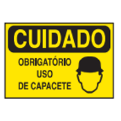Placa Sinal Pvc Vn Cuidado Obrigatorio O Uso De Capacete 250X180Mm C0138B Brady