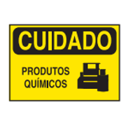 Placa Sinal Pvc Vn Cuidado Produtos Quimicos 250X180Mm C0135B Brady