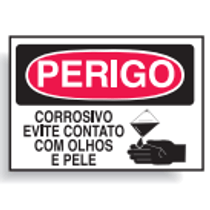 Placa Sinal Pvc Vn Perigo Corrosivo Evite Contato Com Os Olhos E Pele 350X250Mm C1066E Brady