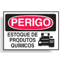 Placa Sinal Al Vn Perigo Estoque De Produtos Quimicos 350X250Mm C1090F Brady