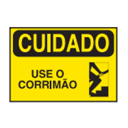 Placa Sinal Pvc Vn Cuidado Use O Corrimao 250X180Mm C1137B Brady