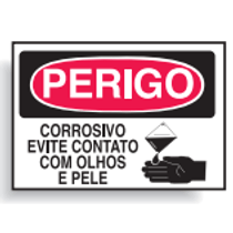 Placa Sinal Pvc Vn Perigo Corrosivo Evite Contato Com Olho E Pelo C1066B Brady