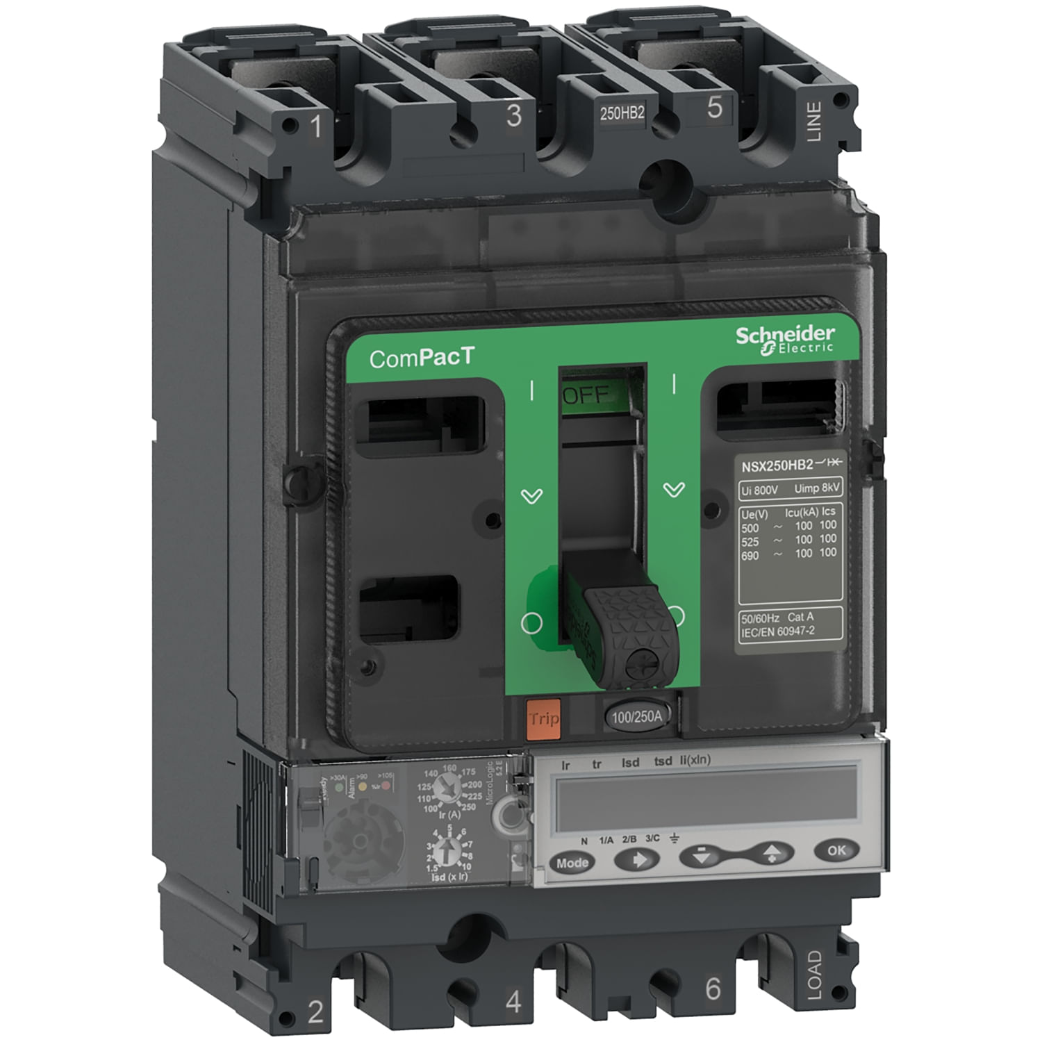 Disjuntor Caixa Moldada Tripolar Eletrônico 690VCA 250A 85KA