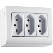 Tomada Sobrepor 3 Mod Br 2P+T 10A 250V 57304027 Tramontina Eletrica