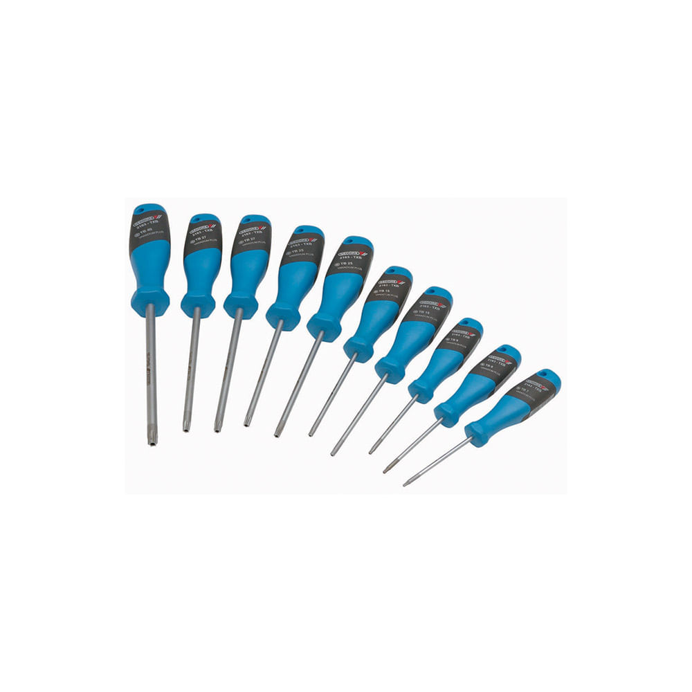 Chave Jogo Torx 10 Peças Azul T7-T40 2163TXB10 Gedore - Dimensional