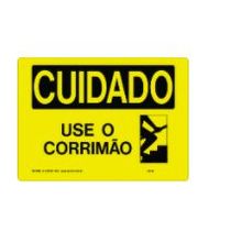 Placa Sinal Al Cuidado Use O Corrimao Am Pt 350X250Mm C1137F Brady