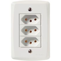 Tomada 3 Mod Br 2P+T 10A 250V C/Pl 4X2" Br 57145076 Tramontina Eletrica