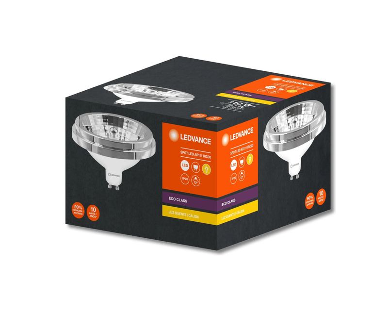Lâmpada LED Ar111 Irc90 Gu10 2700K Bivolt 10W 750Lm 12Ã 7020024 Ledvance | Dimensional - Embalagem do produto