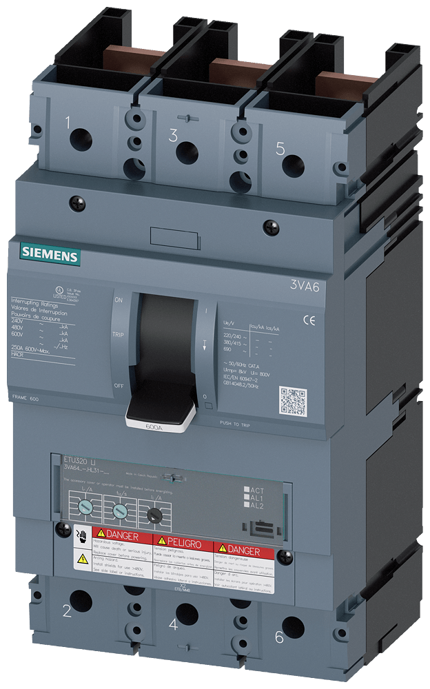 Disjuntor Caixa Moldada Tripolar Eletrônico 380VCA 600A 65KA