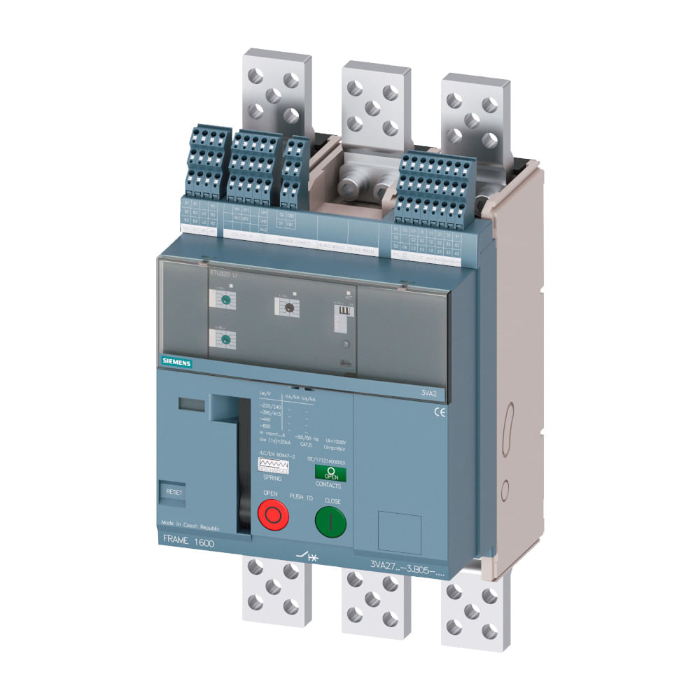Disjuntor Caixa Moldada Tripolar Eletrônico 415VCA 800A 85KA Sentron ...