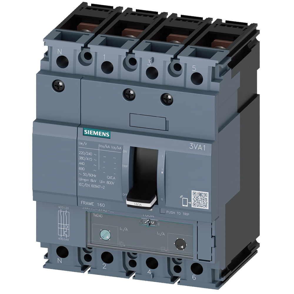 Disjuntor Caixa Moldada Tetrapolar Térmico/Magnético Ajustável