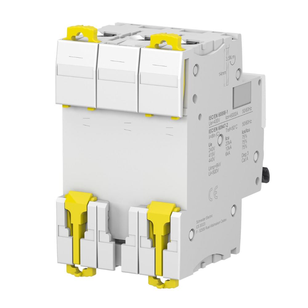 Disjuntor Mini Tripolar 63A 230/400VCA Curva D 6KA A9F75363