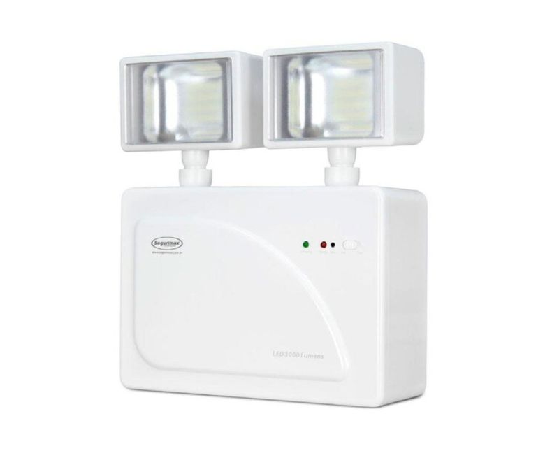 Luminária Emergência Branca 2 Faróis 4W 1200Lm Bivolt 3,7V 24H Ip20 36829 Segurimax