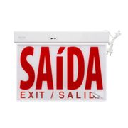 Luminária Sinalização Emergência Lâmpada 24 LEDs Saída ABS Sinalização Vermelha Bivolt 50x32cm 30708 Segurimax