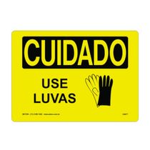Placa Sinal Pvc Vn Cuidado Use Luvas 250X180Mm C0977B Brady