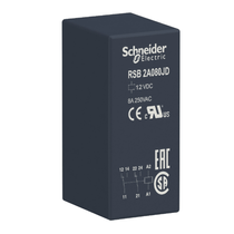 Rele Interface 2Nanf 8A 12Vcc RSB2A080JD Schneider
