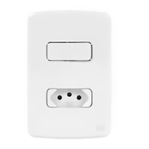 Interruptor 1 Tecla Simples 2 Polos + Terra 1 Tomada 10A 4X2" Klin 13328734 WEG