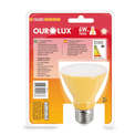 Lâmpada LED PAR20 E27 Amarelo Bivolt 6W 30G SUPERLED COLORS Ourolux a imagem apresenta o produto em sua embalagem de trás