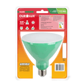 Lâmpada LED PAR38 E27 Verde Bivolt 16W SUPERLED COLORS Ourolux a imagem apresenta o produto em sua embalagem de trás