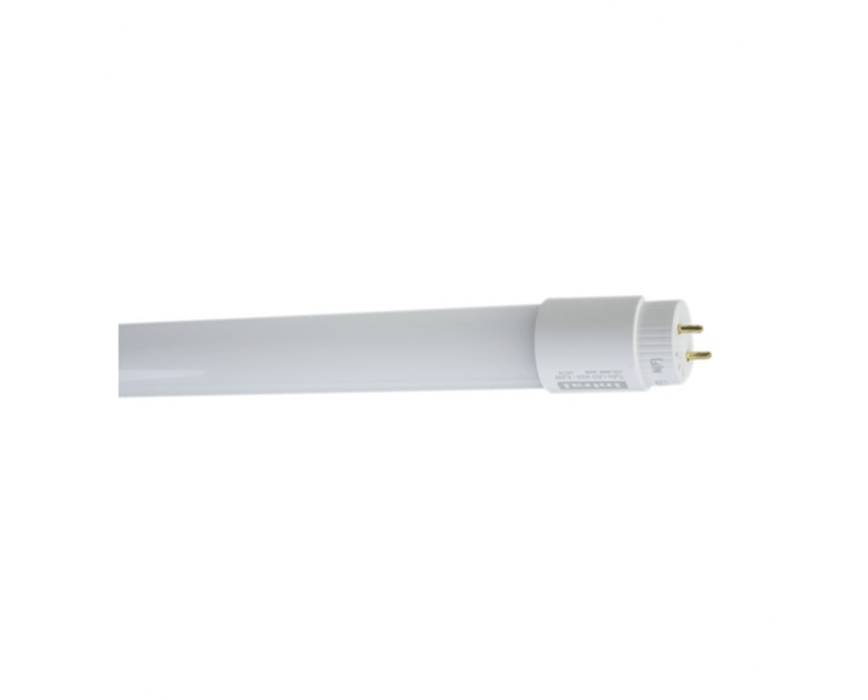 Lâmpada LED T8 Tubular G13 120cm 4000K Luz Branca Quente Bivolt 18W 06659 Intral a imagem apresenta o produto com foco no bocal virado para a direita