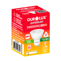 Lâmpada LED GU10 2700K Luz Amarela Bivolt 3,5W 36G 20065D Ourolux