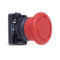 Botão Frontal Comando Cogumelo 40Mm Vermelho 22,5mm SLPFN1R4 Steck