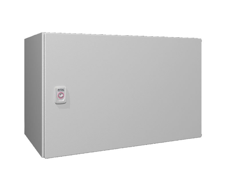 Quadro-Comando-Sobrepor-Aco-Carbono-Pintura-Cinza-7035-IP66-1-Porta-380X-600X-350MM-1339000-Rittal