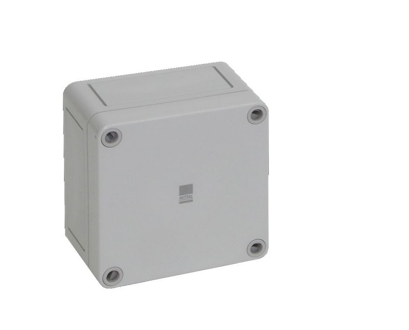 Caixa-Passagem-Industrial-Sobrepor-Policarbonato-Fibra-Vidro-Cinza-7035-IP66-94X-94X-57MM-Sem-Flange-9504000-Rittal