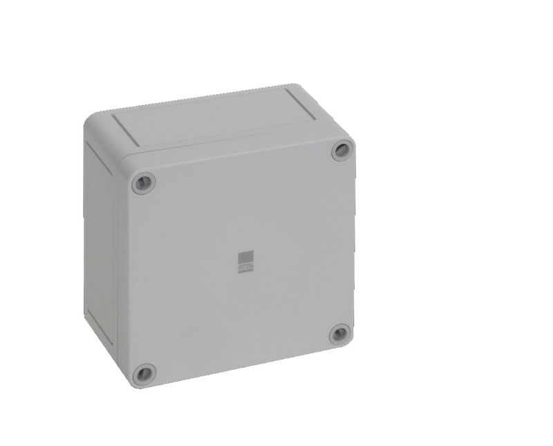 Caixa-Passagem-Industrial-Sobrepor-Policarbonato-Fibra-Vidro-Cinza-7035-IP66-110X-110X-66MM-Sem-Flange-9506000-Rittal